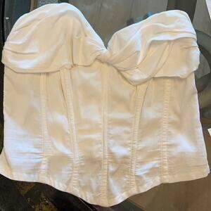 Bustier -CAMISOLE - Jeane Europe -white cotton - ribbed cotton Europeana